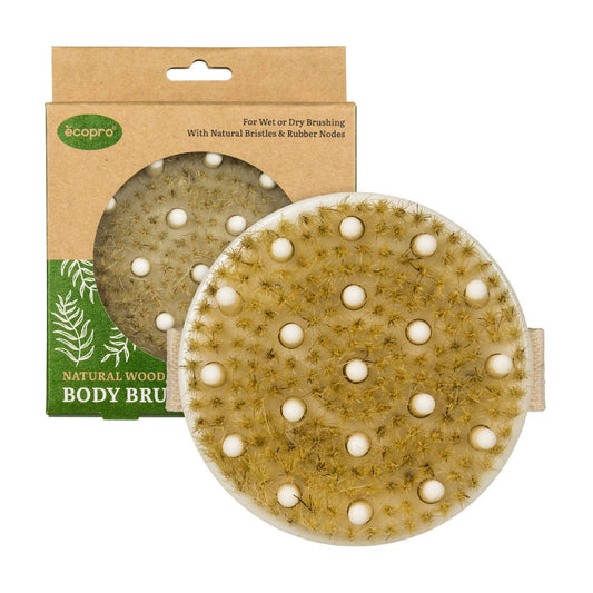 EcoPro Natural Wood Body Brush & Massager – Rubber Nodes - Restoring Balance Shop